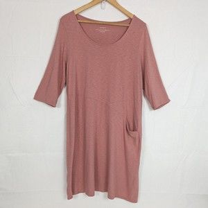 Pure Jill J. Jill Medium Easy Knit Seamed Dress Pocket Cotton Modal Pink